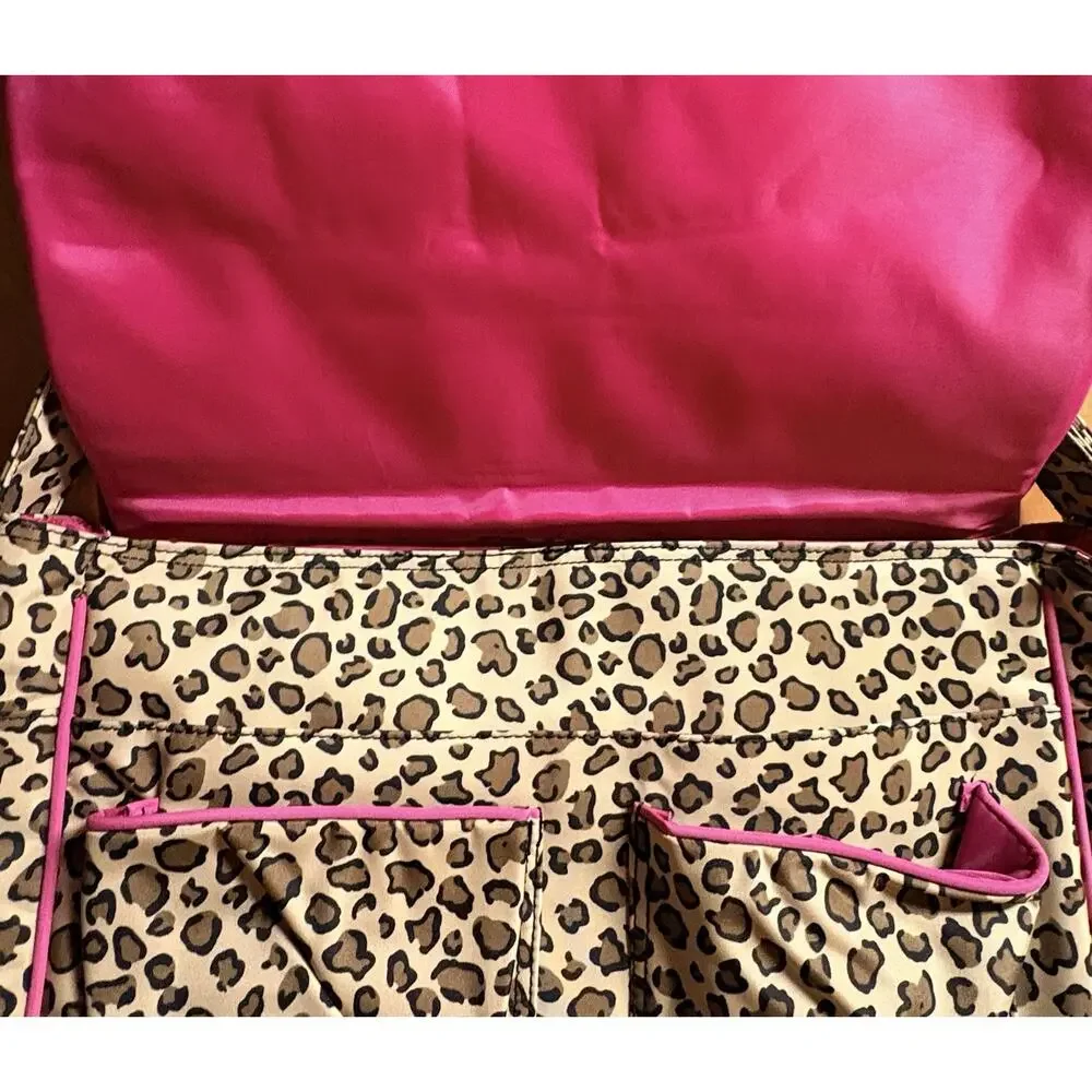 My Vintage Baby Diaper Bag Leopard Print Brown/Black/Hot Pink w/ Crystal Crown
